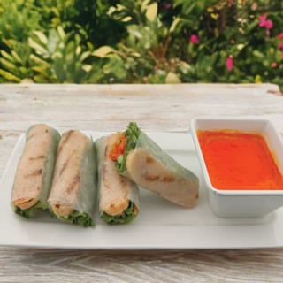 Grilled Sugar-Cane shrimp Spring rolls